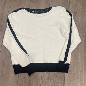 Blanc Noir Women's Cream and Black Crew Neck Sweater